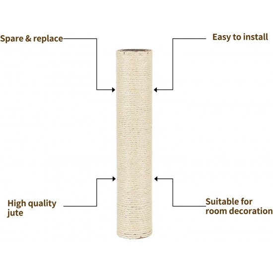 Kathson 4 Pieces Cat Scratching Post Replacement 15 Inch Natural Jute Replacement Extension Scratching Post for Cats Tree DIY Craft Refill Pole Parts Hemp Rope Scratching Climbing Perch for Indoor Kathson 4 Pieces Cat Scratching Post Replacement 15 Inch Natural Jute Replacement Extension Scratching Post for Cats Tree DIY Craft Refill Pole Parts Hemp Rope Scratching Climbing Perch for Indoor