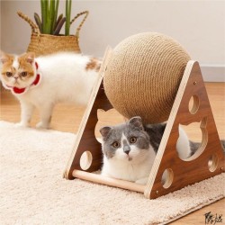 Katzenkratzball, Natursisalseil Katzenkratzball mit verbesserter stabiler Holzbasis für Welpen, Kaninchen, Hund und Kitte, interaktives Massivholz-Kratzer, Haustierspielzeug (L) Katzenkratzball, Natursisalseil Katzenkratzball mit verbesserter stabiler Holzbasis für Welpen, Kaninchen, Hund und Kitte, interaktives Massivholz-Kratzer, Haustierspielzeug (L)