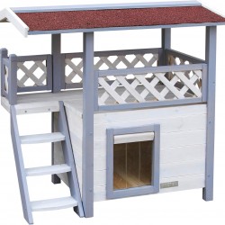 Kerbl Pet Lodge Ontario Cat House, Two Storey, Outdoor and Winterproof, Swing Door with Flap, Robust Spit Fir House, Easy Assembly, Ideal for Outdoor Use Kerbl Pet Lodge Ontario Cat House, Two Storey, Outdoor and Winterproof, Swing Door with Flap, Robust Spit Fir House, Easy Assembly, Ideal for Outdoor Use