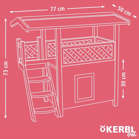 Kerbl Pet Lodge Ontario Cat House, Two Storey, Outdoor and Winterproof, Swing Door with Flap, Robust Spit Fir House, Easy Assembly, Ideal for Outdoor Use Kerbl Pet Lodge Ontario Cat House, Two Storey, Outdoor and Winterproof, Swing Door with Flap, Robust Spit Fir House, Easy Assembly, Ideal for Outdoor Use