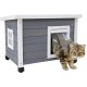 Kerbl Rustica Wooden Cat House, Swing Door with Slats, Plexiglass Window, Height-Adjustable Plastic Feet, Grey/White, 57 x 45 x 43 cm Kerbl Rustica Wooden Cat House, Swing Door with Slats, Plexiglass Window, Height-Adjustable Plastic Feet, Grey/White, 57 x 45 x 43 cm