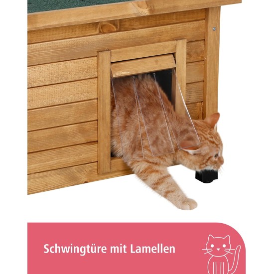Kerbl Rustica Wooden Cat House, Swing Door with Slats, Plexiglass Window, Height-Adjustable Plastic Feet, Grey/White, 57 x 45 x 43 cm Kerbl Rustica Wooden Cat House, Swing Door with Slats, Plexiglass Window, Height-Adjustable Plastic Feet, Grey/White, 57 x 45 x 43 cm