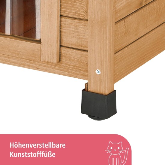 Kerbl Rustica Wooden Cat House, Swing Door with Slats, Plexiglass Window, Height-Adjustable Plastic Feet, Grey/White, 57 x 45 x 43 cm Kerbl Rustica Wooden Cat House, Swing Door with Slats, Plexiglass Window, Height-Adjustable Plastic Feet, Grey/White, 57 x 45 x 43 cm