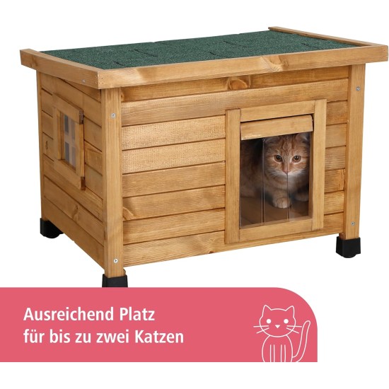 Kerbl Rustica Wooden Cat House, Swing Door with Slats, Plexiglass Window, Height-Adjustable Plastic Feet, Grey/White, 57 x 45 x 43 cm Kerbl Rustica Wooden Cat House, Swing Door with Slats, Plexiglass Window, Height-Adjustable Plastic Feet, Grey/White, 57 x 45 x 43 cm
