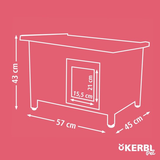Kerbl Rustica Wooden Cat House, Swing Door with Slats, Plexiglass Window, Height-Adjustable Plastic Feet, Grey/White, 57 x 45 x 43 cm Kerbl Rustica Wooden Cat House, Swing Door with Slats, Plexiglass Window, Height-Adjustable Plastic Feet, Grey/White, 57 x 45 x 43 cm