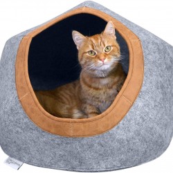 Kitty City Round Felt Cat Bed Warm Cosy Grey Kitty City Round Felt Cat Bed Warm Cosy Grey