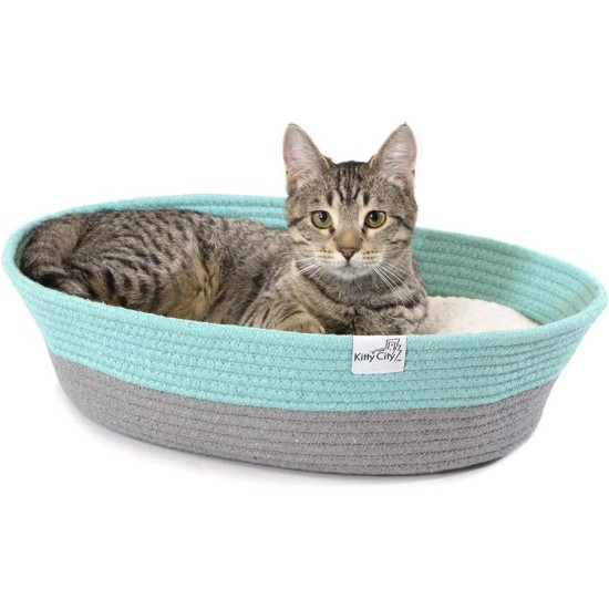 Kitty City Round Felt Cat Bed Warm Cosy Grey Kitty City Round Felt Cat Bed Warm Cosy Grey