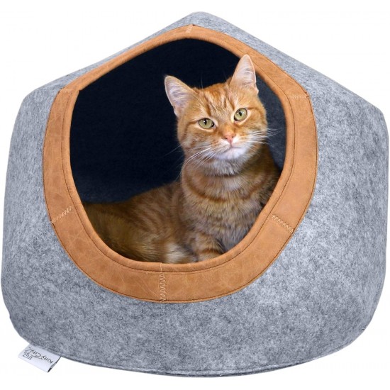 Kitty City Round Felt Cat Bed Warm Cosy Grey Kitty City Round Felt Cat Bed Warm Cosy Grey