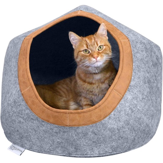 Kitty City Round Felt Cat Bed Warm Cosy Grey Kitty City Round Felt Cat Bed Warm Cosy Grey
