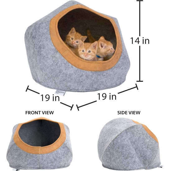 Kitty City Round Felt Cat Bed Warm Cosy Grey Kitty City Round Felt Cat Bed Warm Cosy Grey