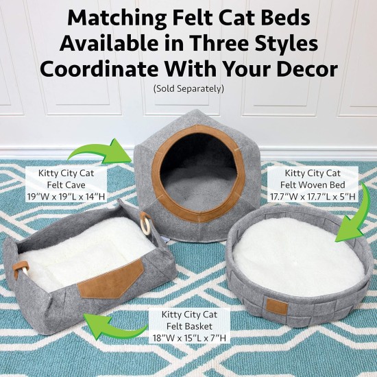 Kitty City Round Felt Cat Bed Warm Cosy Grey Kitty City Round Felt Cat Bed Warm Cosy Grey