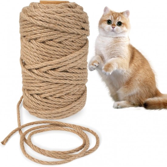 Kolamom Sisal Rope for Scratching Post 50 m x 6 mm, Natural Sisal Rope for Cats, Scratching Pole, Cat Tree Replacement Parts, Household, Garden, DIY, Decoration Kolamom Sisal Rope for Scratching Post 50 m x 6 mm, Natural Sisal Rope for Cats, Scratching Pole, Cat Tree Replacement Parts, Household, Garden, DIY, Decoration
