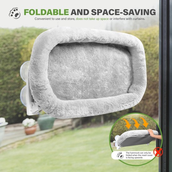 KoolYouth Cat Window Lounger with Strong Suction Cups 60 x 30 cm, Folding Window Lounger for Cats, Maximum Load 18 kg, Removable Cat Hammock for Glass Windows and Windowsill, Grey KoolYouth Cat Window Lounger with Strong Suction Cups 60 x 30 cm, Folding Window Lounger for Cats, Maximum Load 18 kg, Removable Cat Hammock for Glass Windows and Windowsill, Grey