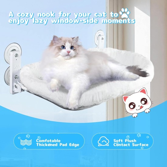 KoolYouth Cat Window Lounger with Strong Suction Cups 60 x 30 cm, Folding Window Lounger for Cats, Maximum Load 18 kg, Removable Cat Hammock for Glass Windows and Windowsill, Grey KoolYouth Cat Window Lounger with Strong Suction Cups 60 x 30 cm, Folding Window Lounger for Cats, Maximum Load 18 kg, Removable Cat Hammock for Glass Windows and Windowsill, Grey