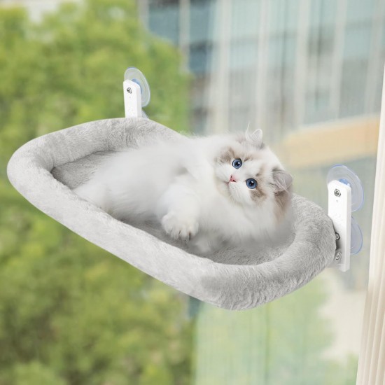 KoolYouth Cat Window Lounger with Strong Suction Cups 60 x 30 cm, Folding Window Lounger for Cats, Maximum Load 18 kg, Removable Cat Hammock for Glass Windows and Windowsill, Grey KoolYouth Cat Window Lounger with Strong Suction Cups 60 x 30 cm, Folding Window Lounger for Cats, Maximum Load 18 kg, Removable Cat Hammock for Glass Windows and Windowsill, Grey