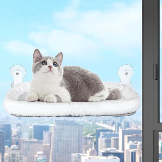 KoolYouth Cat Window Lounger with Strong Suction Cups 60 x 30 cm, Folding Window Lounger for Cats, Maximum Load 18 kg, Removable Cat Hammock for Glass Windows and Windowsill, Grey KoolYouth Cat Window Lounger with Strong Suction Cups 60 x 30 cm, Folding Window Lounger for Cats, Maximum Load 18 kg, Removable Cat Hammock for Glass Windows and Windowsill, Grey