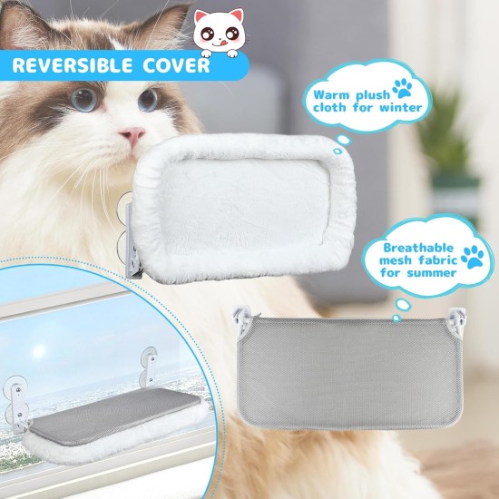 KoolYouth Cat Window Lounger with Strong Suction Cups 60 x 30 cm, Folding Window Lounger for Cats, Maximum Load 18 kg, Removable Cat Hammock for Glass Windows and Windowsill, Grey KoolYouth Cat Window Lounger with Strong Suction Cups 60 x 30 cm, Folding Window Lounger for Cats, Maximum Load 18 kg, Removable Cat Hammock for Glass Windows and Windowsill, Grey