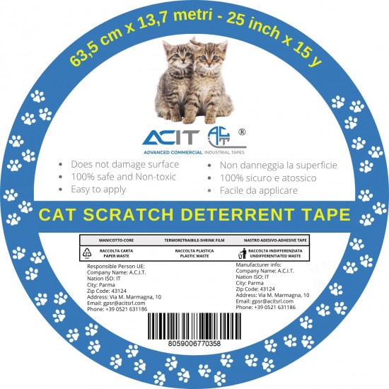 Kratzband für Katzen, Kratzschutz, 63,5 cm x 13,7 m - 25 Zoll x 15 y, doppelseitig, transparent, für Sofas, Türen, Tische und Möbel