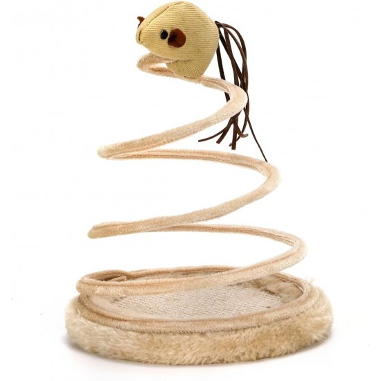 Kratzbaum für Katzen in Beige, inklusive strukturierter Oberfläche, Stabiler Boden und interaktivem Spielzeug; ideal zum Spielen und zur Nagelpflege. Kratzbaum für Katzen in Beige, inklusive strukturierter Oberfläche, Stabiler Boden und interaktivem Spielzeug; ideal zum Spielen und zur Nagelpflege.