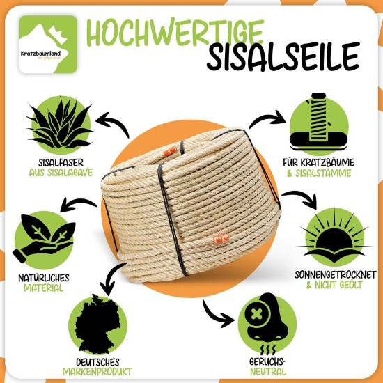 Kratzbaumland Sisal Rope for Scratching Posts, 10 mm, Various Lengths Kratzbaumland Sisal Rope for Scratching Posts, 10 mm, Various Lengths