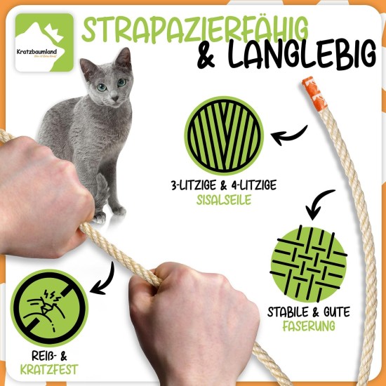 Kratzbaumland Sisal Rope for Scratching Posts, 10 mm, Various Lengths Kratzbaumland Sisal Rope for Scratching Posts, 10 mm, Various Lengths
