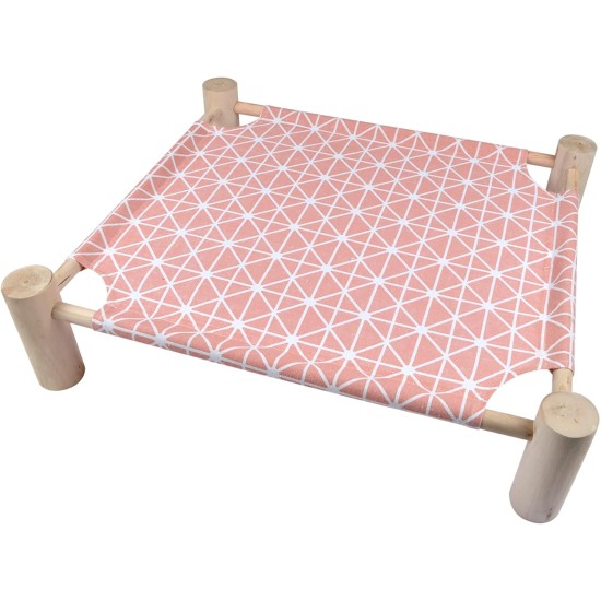 LOVE STORY, Wooden Hammock with Feet Polyester 53 x 48 x 13 cm Boho Cat Pink LOVE STORY, Wooden Hammock with Feet Polyester 53 x 48 x 13 cm Boho Cat Pink