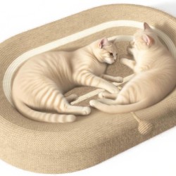 LaifuTu Oval Sisal Cat Scratching Board 60 x 40 x 9 cm, Scratching Board for Cats, 2-in-1 Oval Cat Scratching Boards Bowl Nest, Cat Scratching Board with Ball Toy, Scratching Furniture Cat LaifuTu Oval Sisal Cat Scratching Board 60 x 40 x 9 cm, Scratching Board for Cats, 2-in-1 Oval Cat Scratching Boards Bowl Nest, Cat Scratching Board with Ball Toy, Scratching Furniture Cat