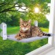 Large Cat Hammock Window, 52 x 30 cm, Cat Bed Window with Removable Plush Mat, Foldable Hammock Cat Window, Stable for Cats, Cats Hammock with 4 Strong Suction Cups, Holds 25 kg (Grey)