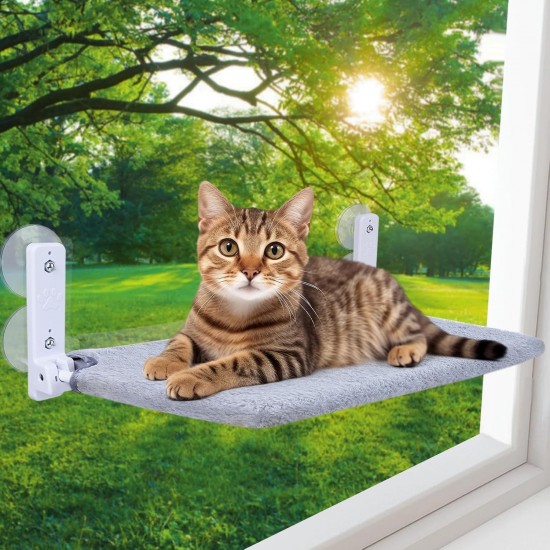 Large Cat Hammock Window, 52 x 30 cm, Cat Bed Window with Removable Plush Mat, Foldable Hammock Cat Window, Stable for Cats, Cats Hammock with 4 Strong Suction Cups, Holds 25 kg (Grey) Large Cat Hammock Window, 52 x 30 cm, Cat Bed Window with Removable Plush Mat, Foldable Hammock Cat Window, Stable for Cats, Cats Hammock with 4 Strong Suction Cups, Holds 25 kg (Grey)