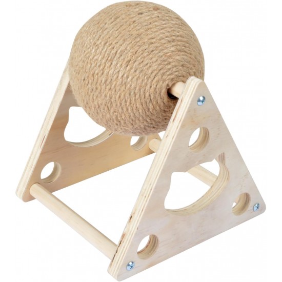 Love Story, 16 x 20 cm Burlap Wooden Tree Scratching Post with Rotating Ball Love Story, 16 x 20 cm Burlap Wooden Tree Scratching Post with Rotating Ball