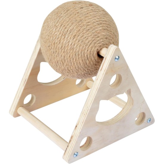 Love Story, 16 x 20 cm Burlap Wooden Tree Scratching Post with Rotating Ball Love Story, 16 x 20 cm Burlap Wooden Tree Scratching Post with Rotating Ball