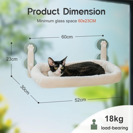 MEWOOFUN Cat Hammock Window 54 x 30 cm Cat Bed Window Reversible Mat - Cat Window Lounger with Update Strong Suction Cups up to 18 kg (Grey, M) MEWOOFUN Cat Hammock Window 54 x 30 cm Cat Bed Window Reversible Mat - Cat Window Lounger with Update Strong Suction Cups up to 18 kg (Grey, M)
