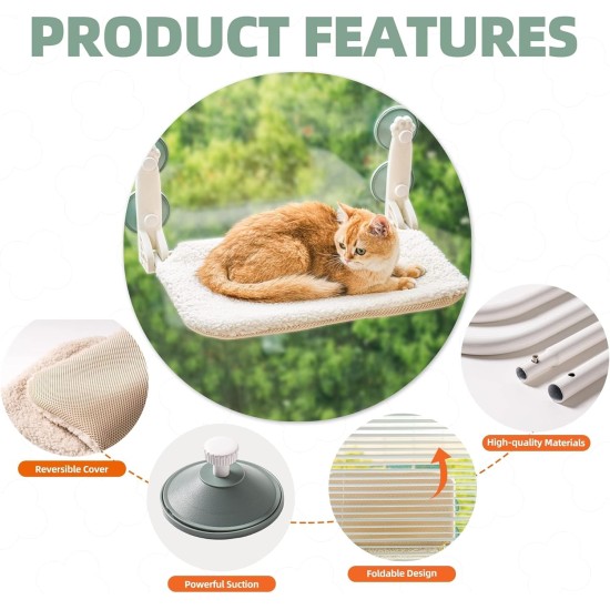 MEWOOFUN Cat Hammock Window 54 x 30 cm Cat Bed Window Reversible Mat - Cat Window Lounger with Update Strong Suction Cups up to 18 kg (Grey, M) MEWOOFUN Cat Hammock Window 54 x 30 cm Cat Bed Window Reversible Mat - Cat Window Lounger with Update Strong Suction Cups up to 18 kg (Grey, M)