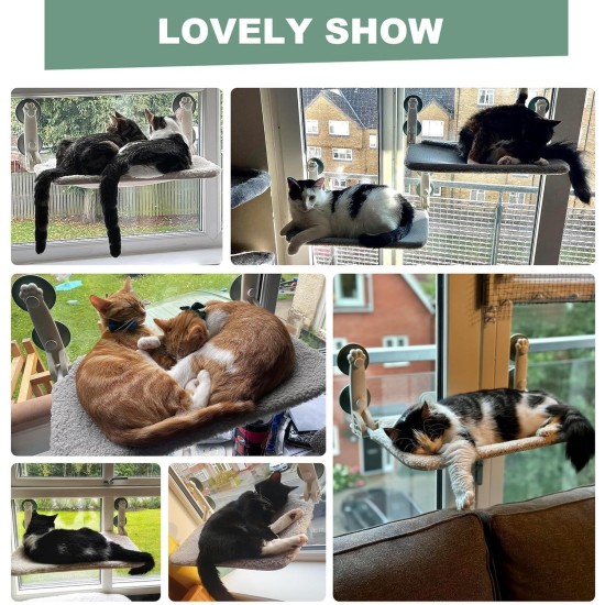 MEWOOFUN Cat Hammock Window 54 x 30 cm Cat Bed Window Reversible Mat - Cat Window Lounger with Update Strong Suction Cups up to 18 kg (Grey, M) MEWOOFUN Cat Hammock Window 54 x 30 cm Cat Bed Window Reversible Mat - Cat Window Lounger with Update Strong Suction Cups up to 18 kg (Grey, M)