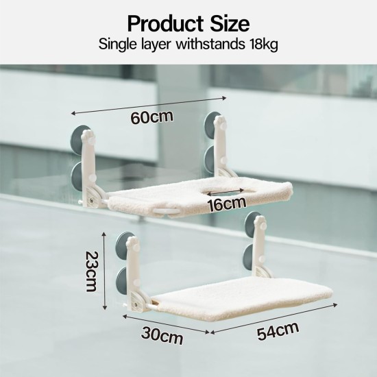 MEWOOFUN Cat Hammock Window 54 x 30 cm Cat Bed Window Reversible Mat - Cat Window Lounger with Update Strong Suction Cups up to 18 kg (Beige, Double) MEWOOFUN Cat Hammock Window 54 x 30 cm Cat Bed Window Reversible Mat - Cat Window Lounger with Update Strong Suction Cups up to 18 kg (Beige, Double)