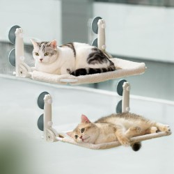 MEWOOFUN Cat Hammock Window 54 x 30 cm Cat Bed Window Reversible Mat - Cat Window Lounger with Update Strong Suction Cups up to 18 kg (Beige, Double) MEWOOFUN Cat Hammock Window 54 x 30 cm Cat Bed Window Reversible Mat - Cat Window Lounger with Update Strong Suction Cups up to 18 kg (Beige, Double)