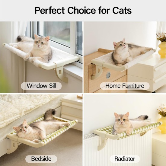 MEWOOFUN Cat Hammock Window Cat Bed Window Sill for Cats - 50 x 36 cm Cat Bed for Heating Cats Hammock with Soft Bed Removable Suction Cup Free Holds 18 kg (White L) MEWOOFUN Cat Hammock Window Cat Bed Window Sill for Cats - 50 x 36 cm Cat Bed for Heating Cats Hammock with Soft Bed Removable Suction Cup Free Holds 18 kg (White L)