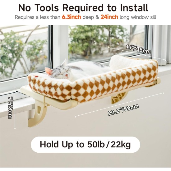 MEWOOFUN Cat Hammock Window Cat Bed Window Sill for Cats - 50 x 36 cm Cat Bed for Heating Cats Hammock with Soft Bed Removable Suction Cup Free Holds 18 kg (White L) MEWOOFUN Cat Hammock Window Cat Bed Window Sill for Cats - 50 x 36 cm Cat Bed for Heating Cats Hammock with Soft Bed Removable Suction Cup Free Holds 18 kg (White L)