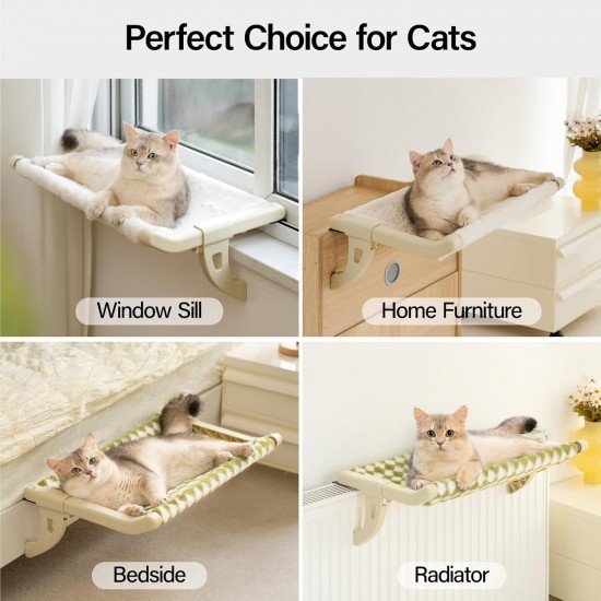 MEWOOFUN Cat Hammock Window Cat Bed Window Sill for Cats - 50 x 36 cm Cat Bed for Heating Cats Hammock with Soft Bed Removable Suction Cup Free Holds 18 kg (White L) MEWOOFUN Cat Hammock Window Cat Bed Window Sill for Cats - 50 x 36 cm Cat Bed for Heating Cats Hammock with Soft Bed Removable Suction Cup Free Holds 18 kg (White L)