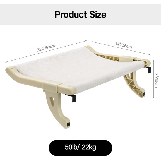 MEWOOFUN Cat Hammock Window Cat Bed Window Sill for Cats - 50 x 36 cm Cat Bed for Heating Cats Hammock with Soft Bed Removable Suction Cup Free Holds 18 kg (White L) MEWOOFUN Cat Hammock Window Cat Bed Window Sill for Cats - 50 x 36 cm Cat Bed for Heating Cats Hammock with Soft Bed Removable Suction Cup Free Holds 18 kg (White L)