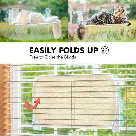 MEWOOFUN Cat Hammock Window Seats for Cats 54 x 30 cm Foldable Cat Bed Window with Sturdy Suction Cups up to 18 kg (Grey, Large) MEWOOFUN Cat Hammock Window Seats for Cats 54 x 30 cm Foldable Cat Bed Window with Sturdy Suction Cups up to 18 kg (Grey, Large)