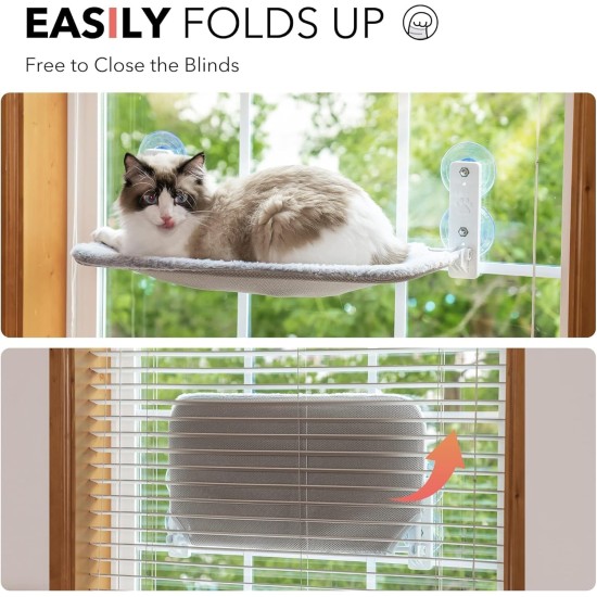 MEWOOFUN Cat Hammock Window Seats for Cats 54 x 30 cm Foldable Cat Bed Window with Sturdy Suction Cups up to 18 kg (Grey, Large) MEWOOFUN Cat Hammock Window Seats for Cats 54 x 30 cm Foldable Cat Bed Window with Sturdy Suction Cups up to 18 kg (Grey, Large)