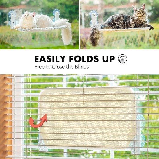 MEWOOFUN Cat Hammock Window Seats for Cats 54 x 30 cm Foldable Cat Bed Window with Sturdy Suction Cups up to 18 kg (Grey, Large) MEWOOFUN Cat Hammock Window Seats for Cats 54 x 30 cm Foldable Cat Bed Window with Sturdy Suction Cups up to 18 kg (Grey, Large)