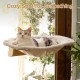 MEWOOFUN Cat Hammock with 2 Stairs, Cordless Window Bed with 3 Suction Cups, 68 cm Wide Wooden Hammock for Indoor Cats MEWOOFUN Cat Hammock with 2 Stairs, Cordless Window Bed with 3 Suction Cups, 68 cm Wide Wooden Hammock for Indoor Cats