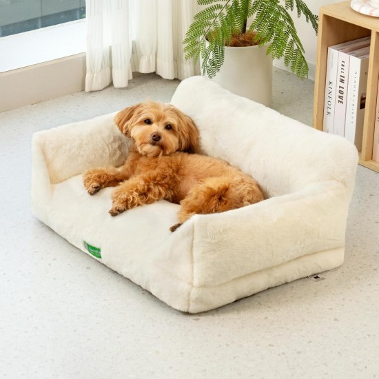 MEWOOFUN Cat Sofa Cat Bed for Indoor Cats, Cute Kitten Bed, Pet Sofa with Removable, Washable Cover and Non-Slip Underside for Small Dogs (White, S) MEWOOFUN Cat Sofa Cat Bed for Indoor Cats, Cute Kitten Bed, Pet Sofa with Removable, Washable Cover and Non-Slip Underside for Small Dogs (White, S)