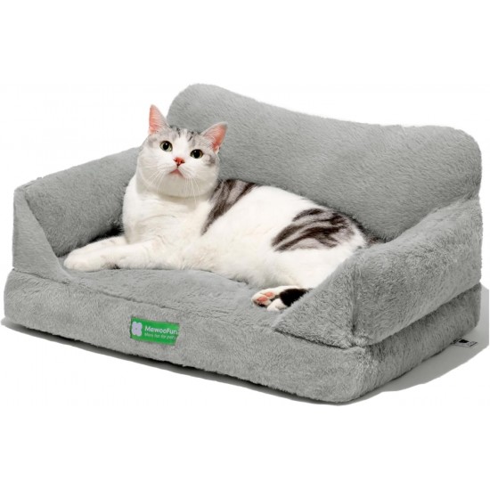 MEWOOFUN Cat Sofa Cat Bed for Indoor Cats, Cute Kitten Bed, Pet Sofa with Removable, Washable Cover and Non-Slip Underside for Small Dogs (White, S) MEWOOFUN Cat Sofa Cat Bed for Indoor Cats, Cute Kitten Bed, Pet Sofa with Removable, Washable Cover and Non-Slip Underside for Small Dogs (White, S)