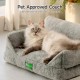 MEWOOFUN Cat Sofa Cat Bed for Indoor Cats, Cute Kitten Bed, Pet Sofa with Removable, Washable Cover and Non-Slip Underside for Small Dogs (White, S)
