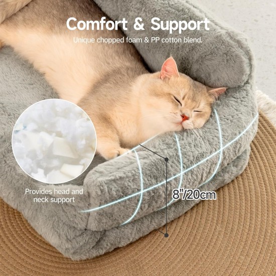 MEWOOFUN Cat Sofa Cat Bed for Indoor Cats, Cute Kitten Bed, Pet Sofa with Removable, Washable Cover and Non-Slip Underside for Small Dogs (White, S) MEWOOFUN Cat Sofa Cat Bed for Indoor Cats, Cute Kitten Bed, Pet Sofa with Removable, Washable Cover and Non-Slip Underside for Small Dogs (White, S)