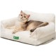 MEWOOFUN Cat Sofa Cat Bed for Indoor Cats, Cute Kitten Bed, Pet Sofa with Removable, Washable Cover and Non-Slip Underside for Small Dogs (White, S) MEWOOFUN Cat Sofa Cat Bed for Indoor Cats, Cute Kitten Bed, Pet Sofa with Removable, Washable Cover and Non-Slip Underside for Small Dogs (White, S)