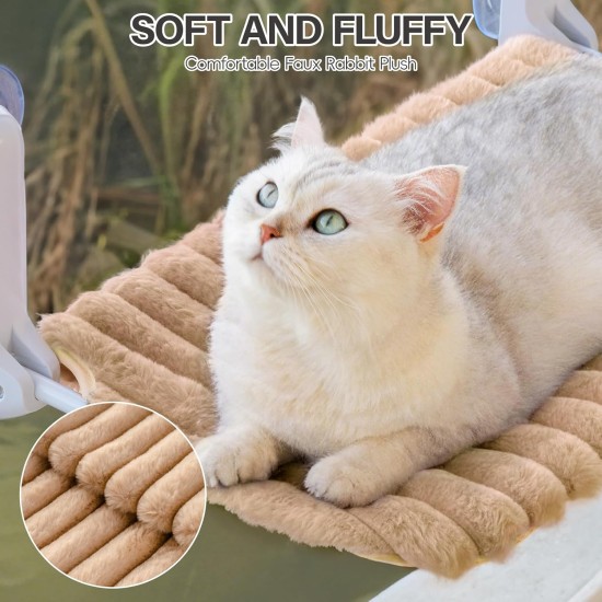 MEWOOFUN Cat Window Perch, Foldable with Removable and Reversible Cover, Soft Cat Window Hammock with Reinforced Steel Frame, Stable up to 18 kg Load Capacity (White, M) MEWOOFUN Cat Window Perch, Foldable with Removable and Reversible Cover, Soft Cat Window Hammock with Reinforced Steel Frame, Stable up to 18 kg Load Capacity (White, M)
